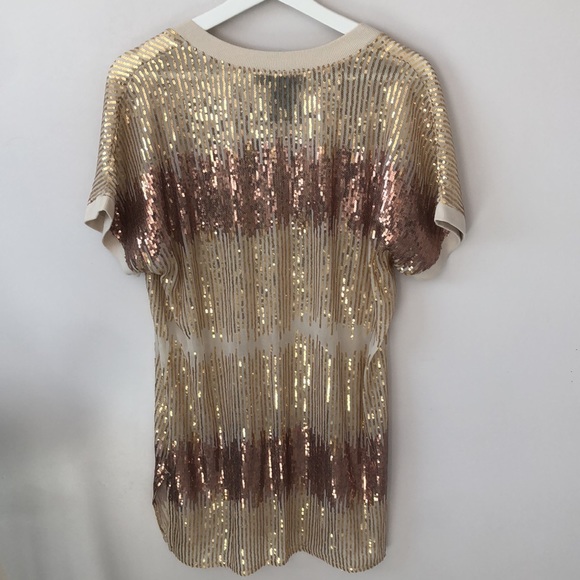 INC INTERNATIONAL CONCEPTS SEQUIN PARTY TOP TUNIC DEEP V NECK - Picture 5 of 10